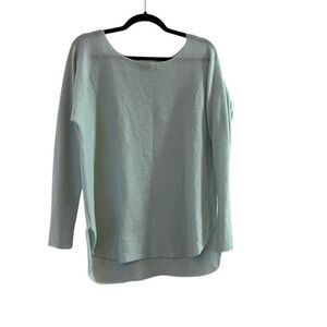 VINCE pale aqua 100% cashmere ribbed textured knit sweater